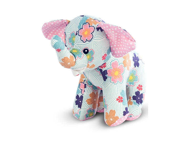 Jucarie textila pentru bebe, elefant colorat inflorat