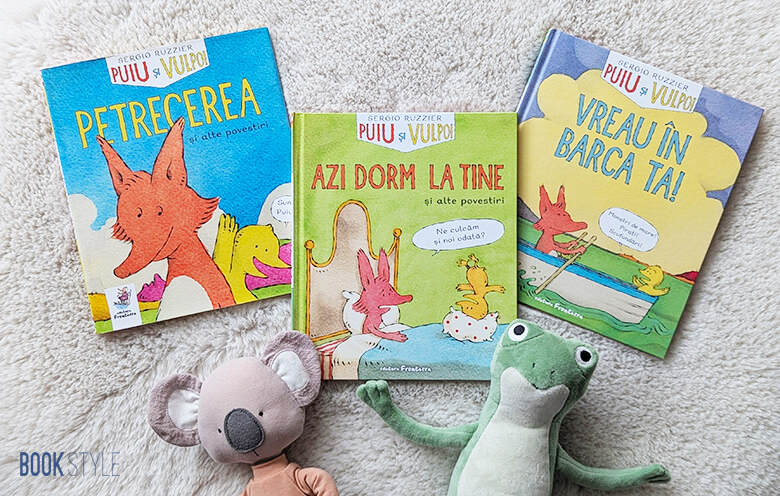 Seria de benzi desenate amuzante pentru copii- Puiu și Vulpoi, de Sergio Ruzzier | Editura Frontiera - Petrecerea, Vreau în barca ta! și Azi dorm la tine.
